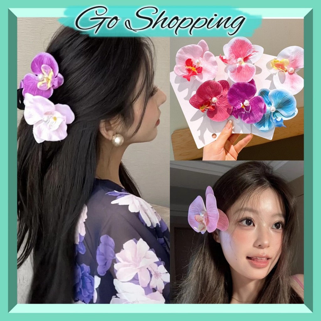 GOJepitan Rambut Fashion Wanita JP1989 kepala Bunga Anggrek Cantik Flowers Hair Clip Latex