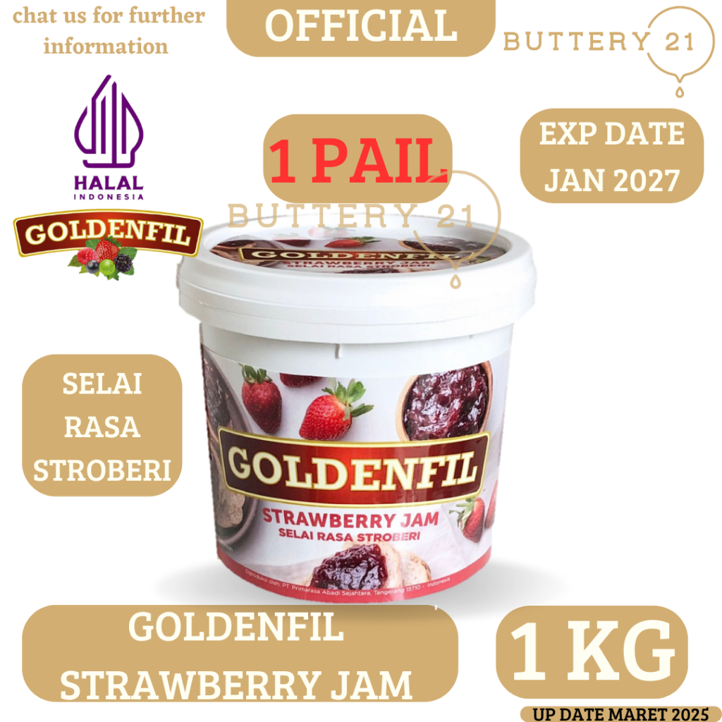 

GOLDENFIL STRAWBERRY JAM 1 KG / SELAI RASA STROBERI 1 KG