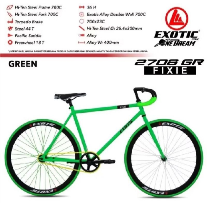 sepeda Fixie Exotic 2708 GR Rem torpedo Fixie Bike Exotic 2708 GR Road Bike.