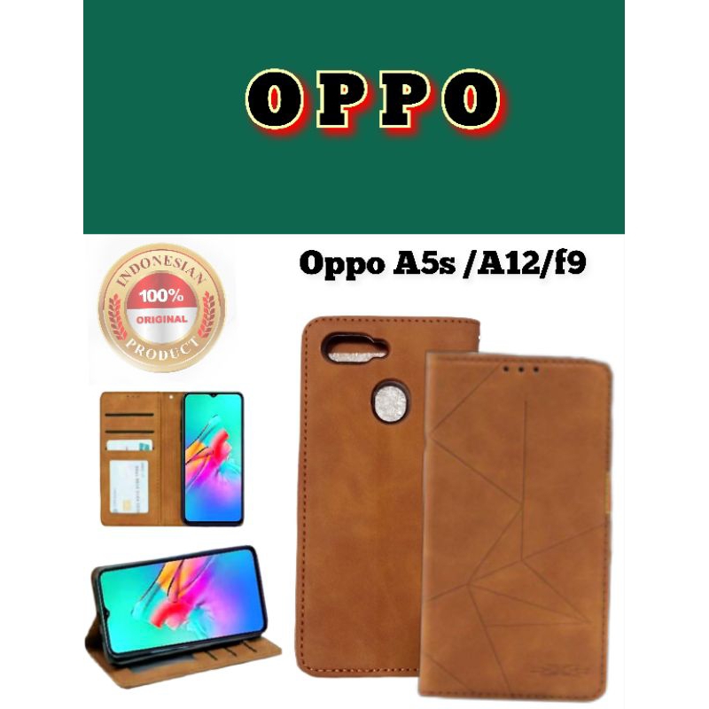 casing dompet magnetik Oppo A12/f9/A5s