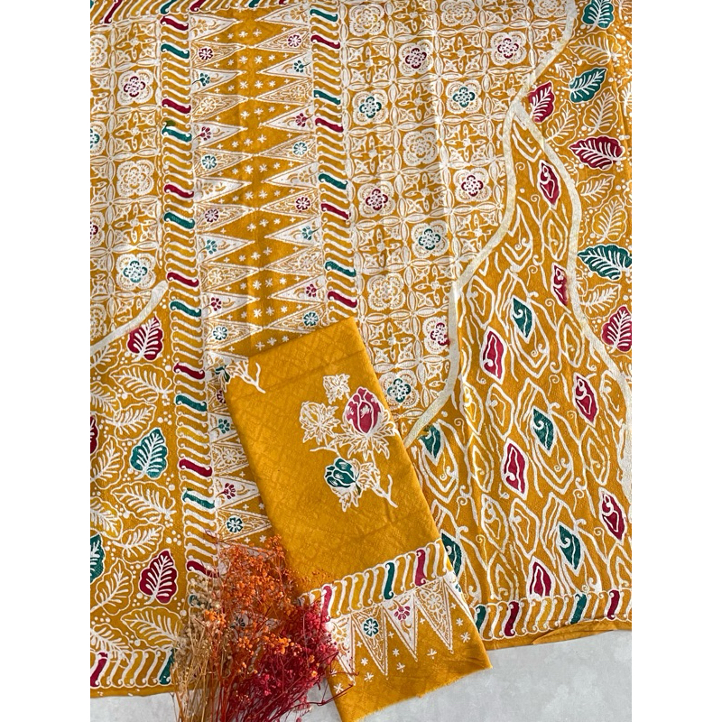 kain batik cap bahan doby motif set pulau ceplok stelan sarung selendang
