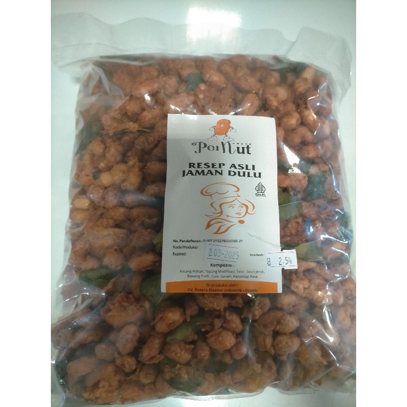 

kacang goreng tepung daun jeruk, siap saji, kemasan 2,5kg