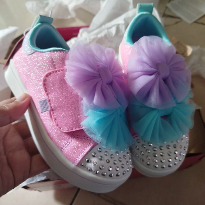 sepatu anak lampu skechers twinkletoes love pink original