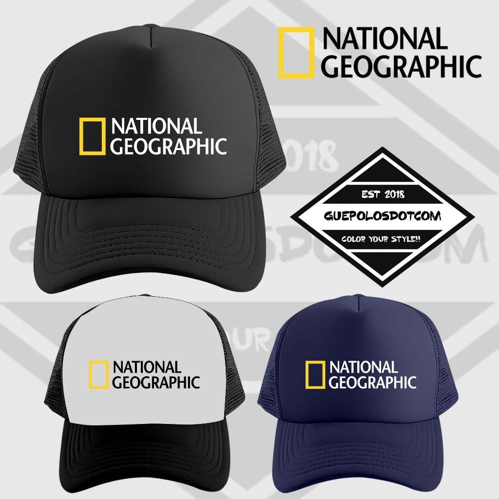 TOPI JARING TRUCKER LOGO NATIONAL GEOGRAPHIC - Topi jaring National Geographic - TOPI JARING NATIONA