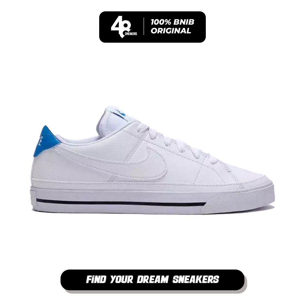 Sepatu Sneakers Pria NIKE COURT LEGACY NN White Blue ( FQ8226-101) Original