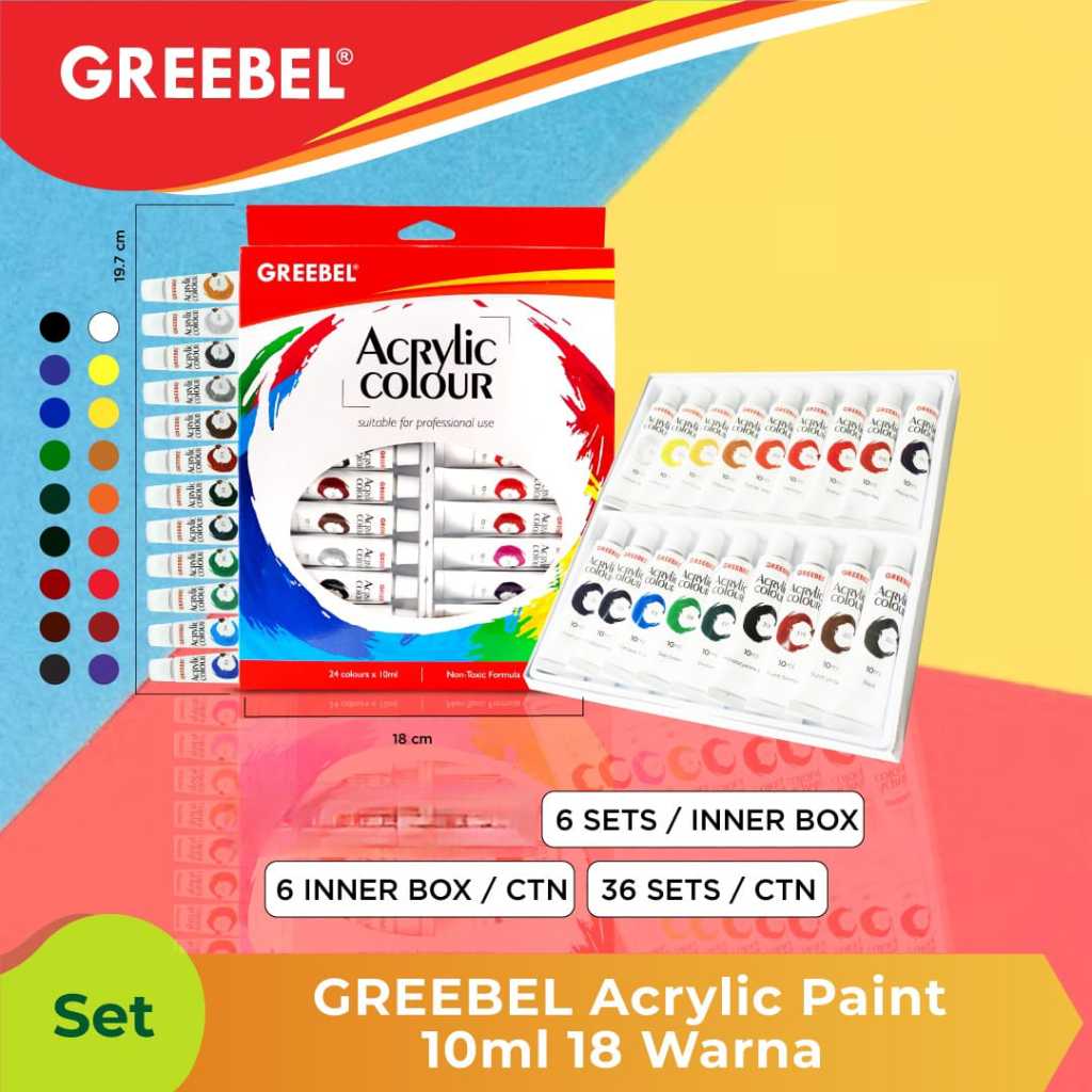 

CAT ACRYLIC 18 WARNA 10 ML GREEBEL