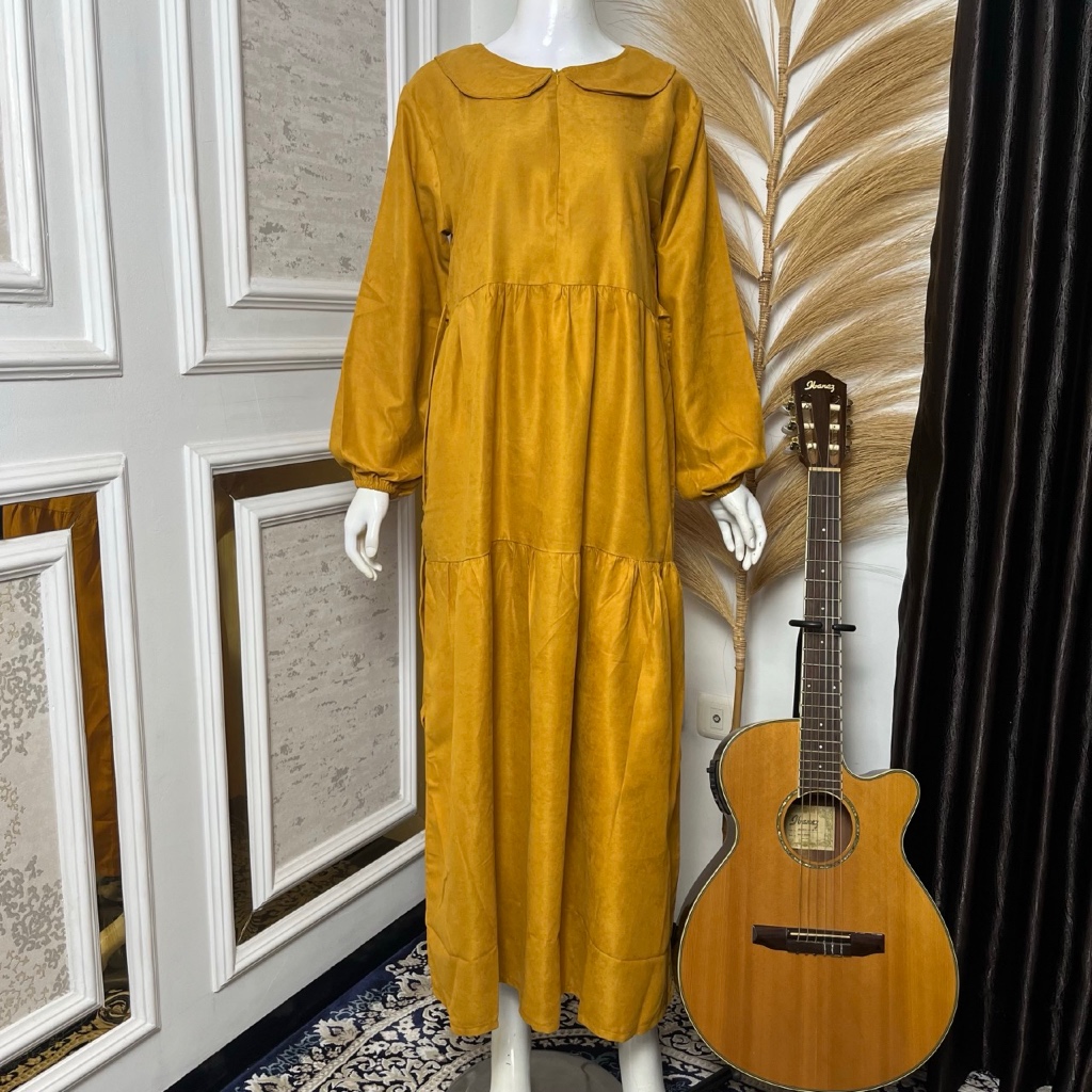 Baju Atasan Dress Gamis Wanita Bahan Suede/Baby Corduroy Import Premium (KB)