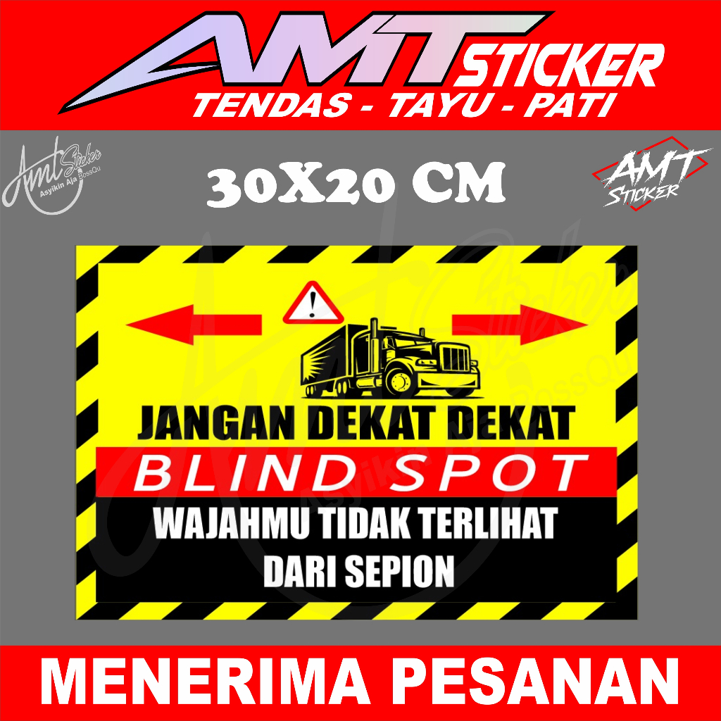 Stiker Blind Spot Truk - Sticker Reflektif - Bahan Nyala/Reflektif