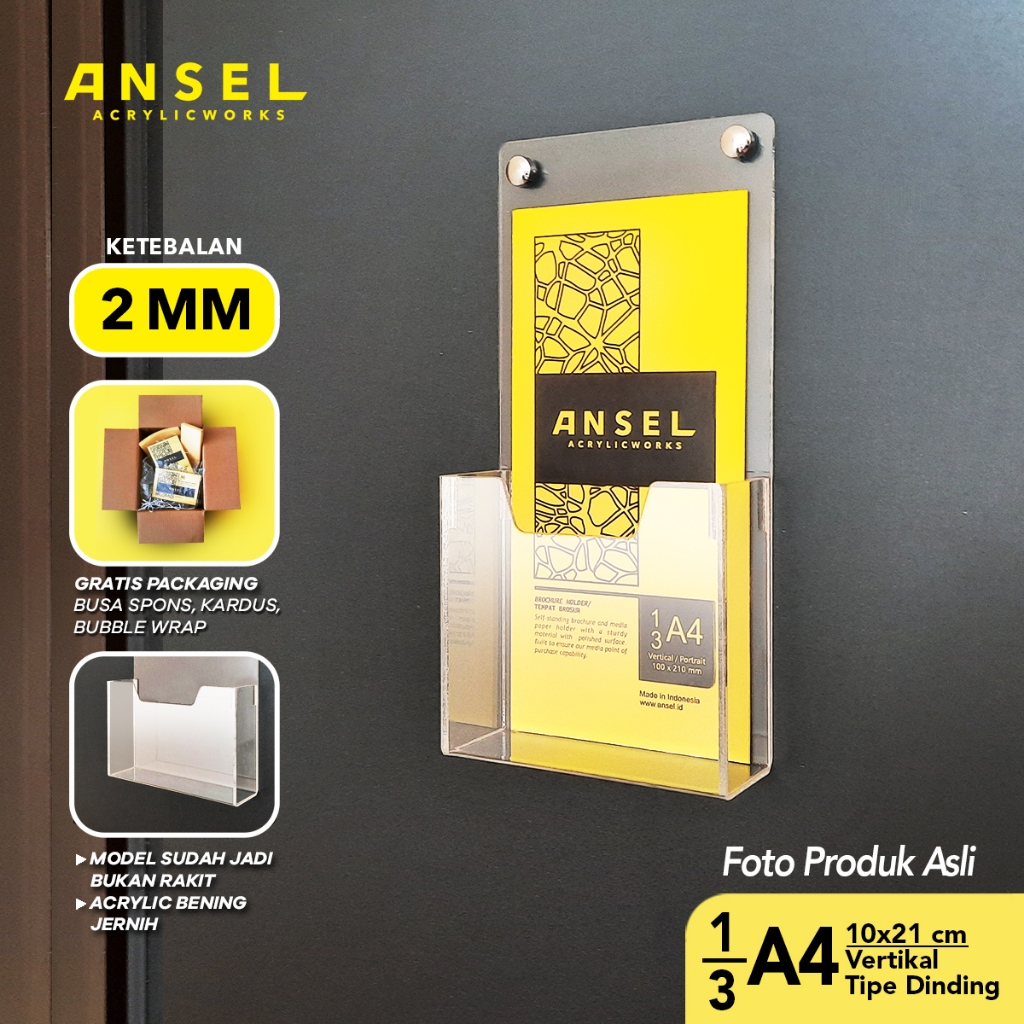 

SobatSaga ANSEL Tempat Brosur Akrilik Dinding Gantung / Acrylic Flyer Holder - 1/3 A4 - Tipe D
