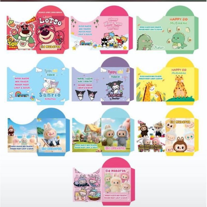 

(ISI 10PCS) AMPLOP LEBARAN ANAK LUCU LABUBH KUROMI LOTSO
