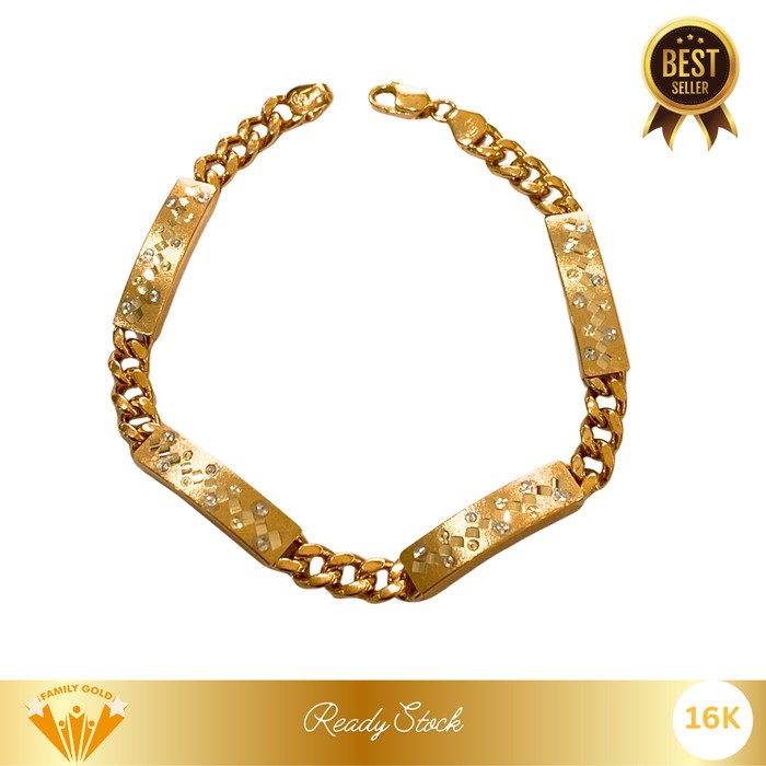 Gelang Emas Kadar 16K Model Luxury Rantai Plat Family Gold