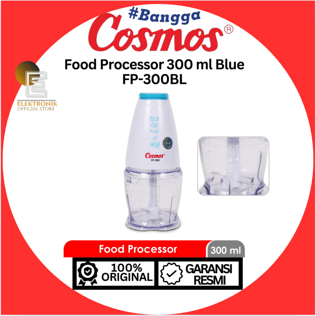 Cosmos –Food Processor 300 ml Blue FP-300 BL/BIRU/FP300BL/FP300/FOOD PROCESSOR FP300BL/100% ORIGINAL