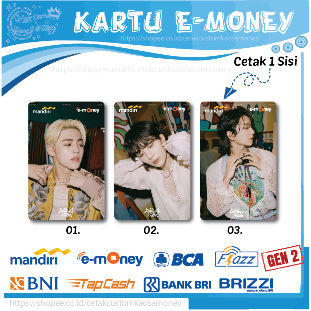 KARTU E MONEY E TOLL KPOP MEMBER SEVENTEEN KOREA EMONEY MANDIRI BCA BNI BRI - 1 SISI