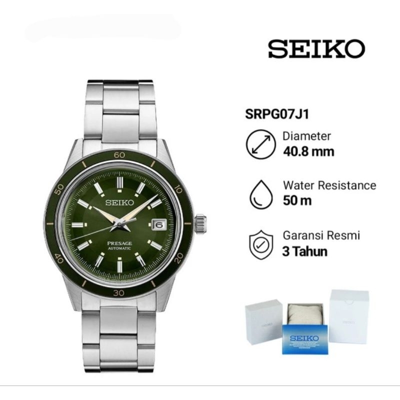 Seiko Presage SRPG07J1 Style 60s Automatic Jam Tangan Pria Original