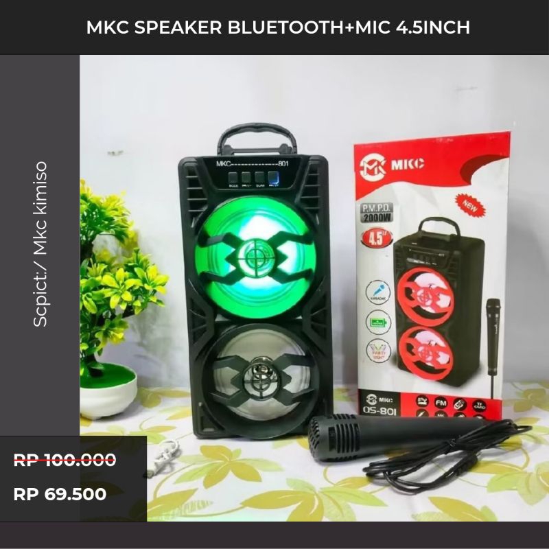 Promo MKC KIMISO Speaker bluetooth portabel BIG BASS QS-801 speaker bluetooth termurah