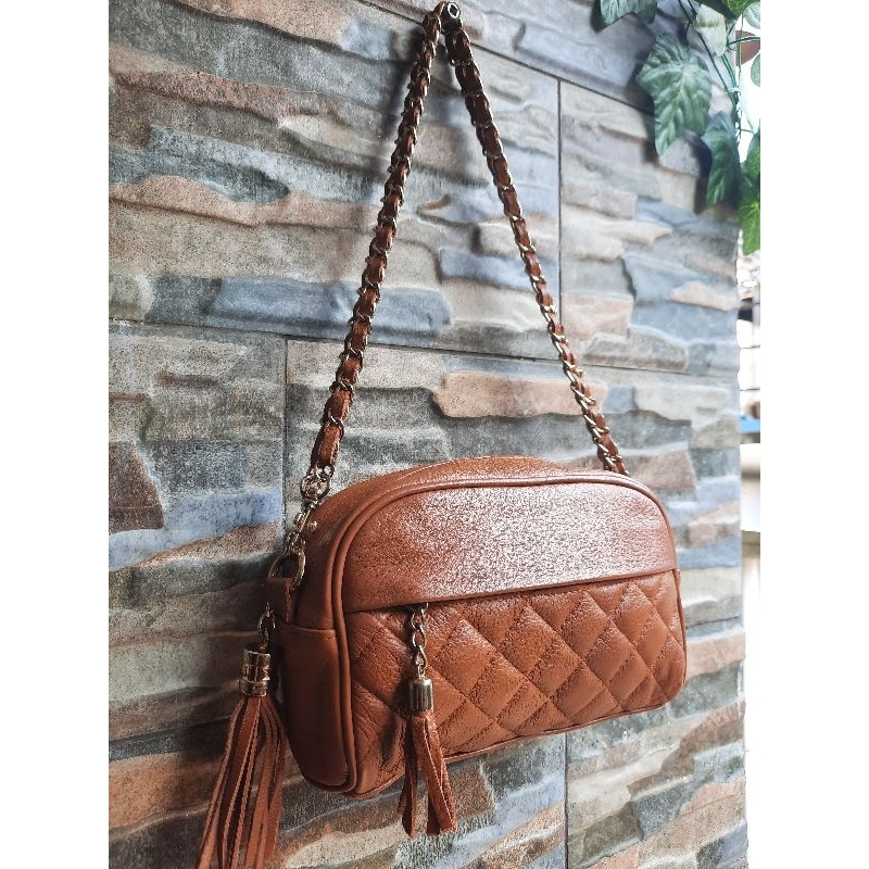 Slingbag Cokelat Rantai WHEREVER YOU GO - TAS PRELOVED BRANDED ORIGINAL