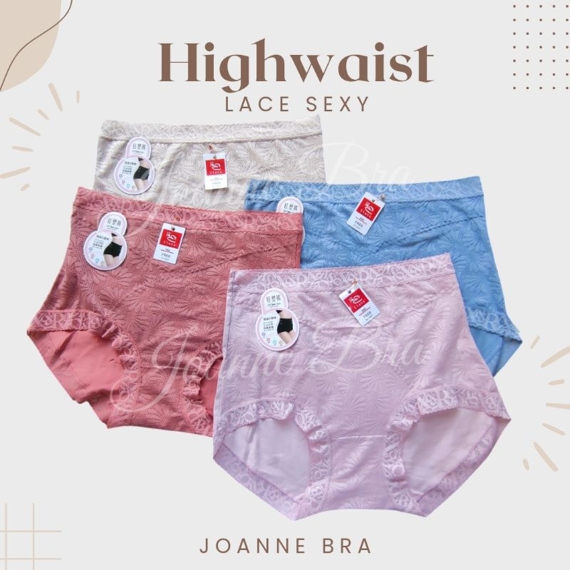 Elena Celana Dalam Wanita Highwaist Lace Sexy Cotton E 9491 - CD Wanita Fit bb 65kg Nyaman Dingin Le