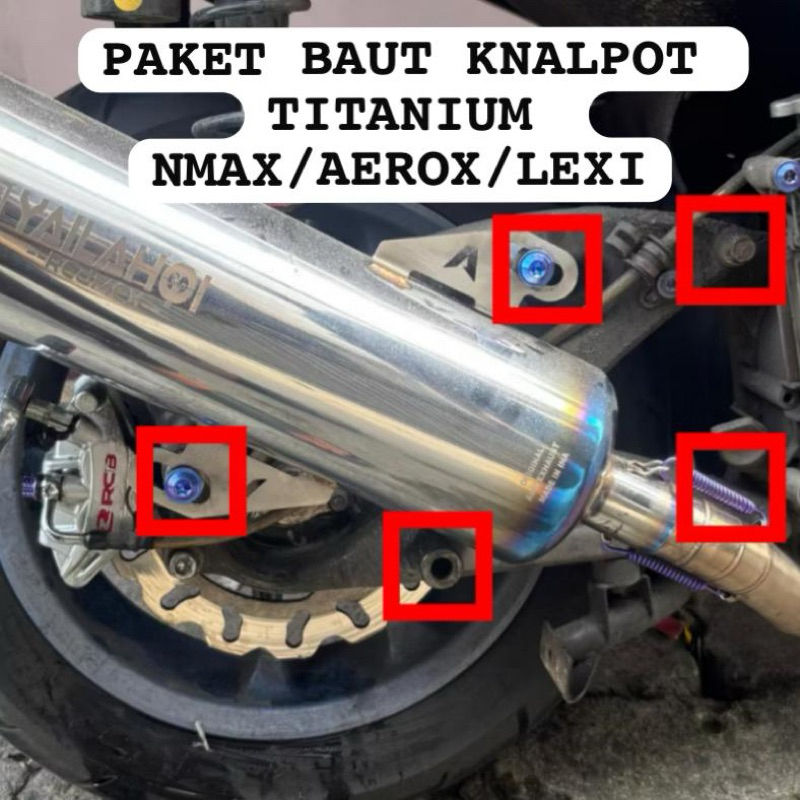 (PAKET)BAUT KNALPOT ARM TITANIUM NMAX AEROX LEXI ORIGINAL
