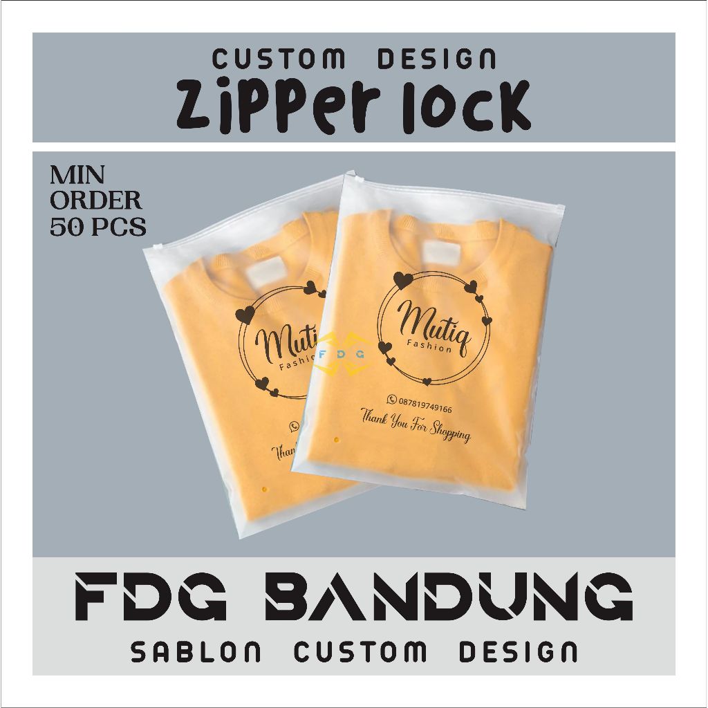 

sablon plastik ziper doff min 50pcs custome design