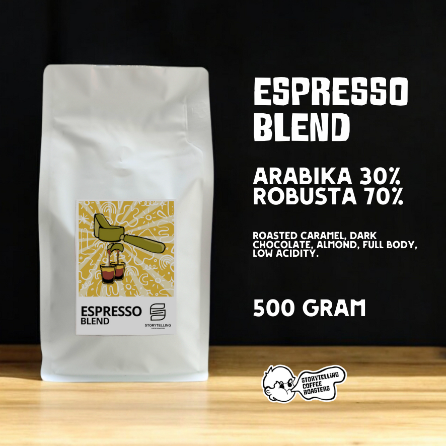 

Kopi espresso blend Arabika 30% Robusta 70% / House blend coffee / 500 gram / biji atau bubuk