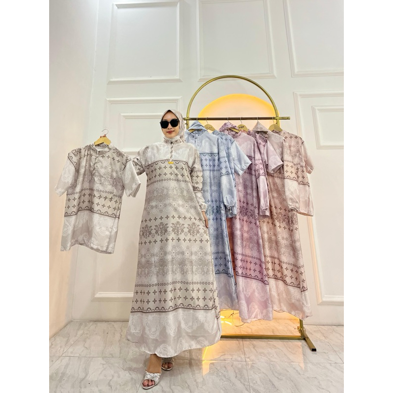 SET KOKO bahan Armany brown digital motif BTG set hijab