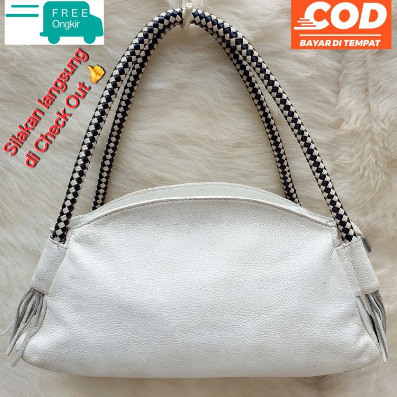 Dudu Tas Shoulder Bag Wanita Kulit Asli Putih