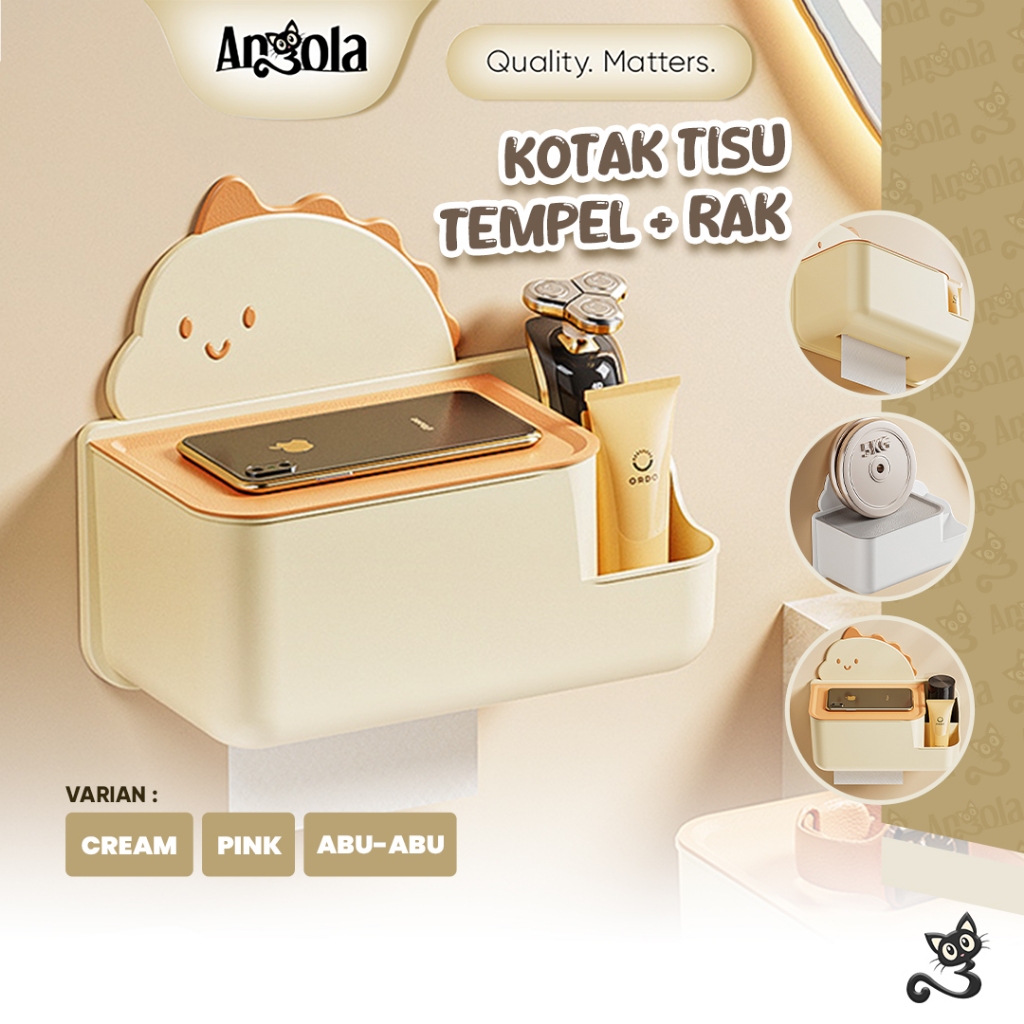 ANGOLA Kotak Tisu Tempel Dinosaurus D79 Tempat Tisu Tanpa Bor/Tissue Box Toilet Ruang Tamu Serbaguna