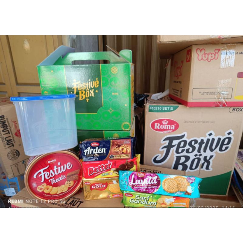 

festive hampers box lebaran mayora roma- kue lebaran