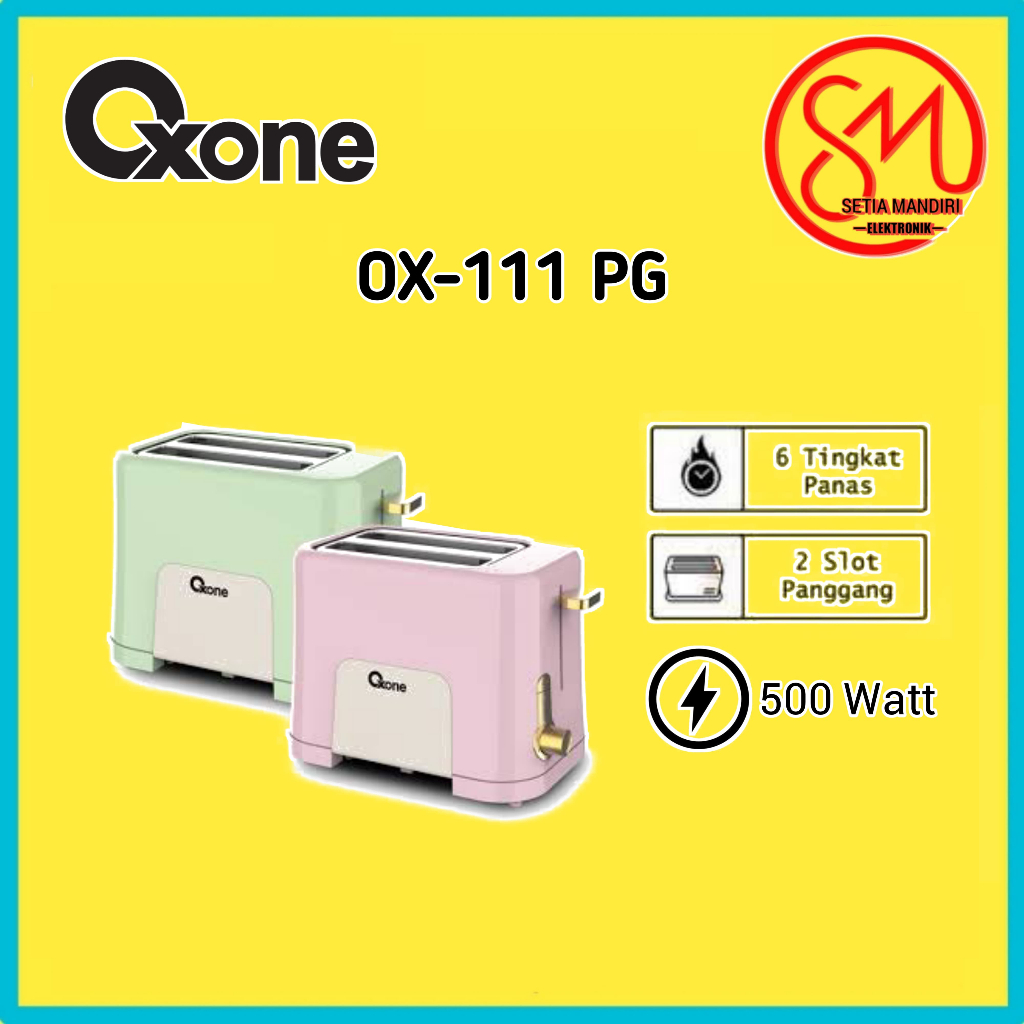 OXONE Toaster OX111PG - Pemanggang Roti Toaster Up 2 Slices Pink Green