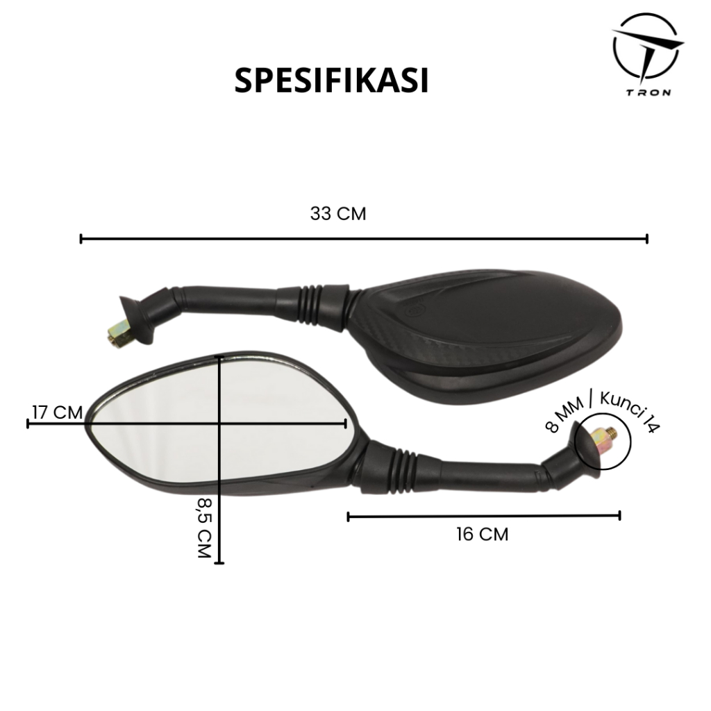 Cuci Gudang  Kaca Spion / Rear View Mirror Sepeda & Motor Listrik Tron Original Besar