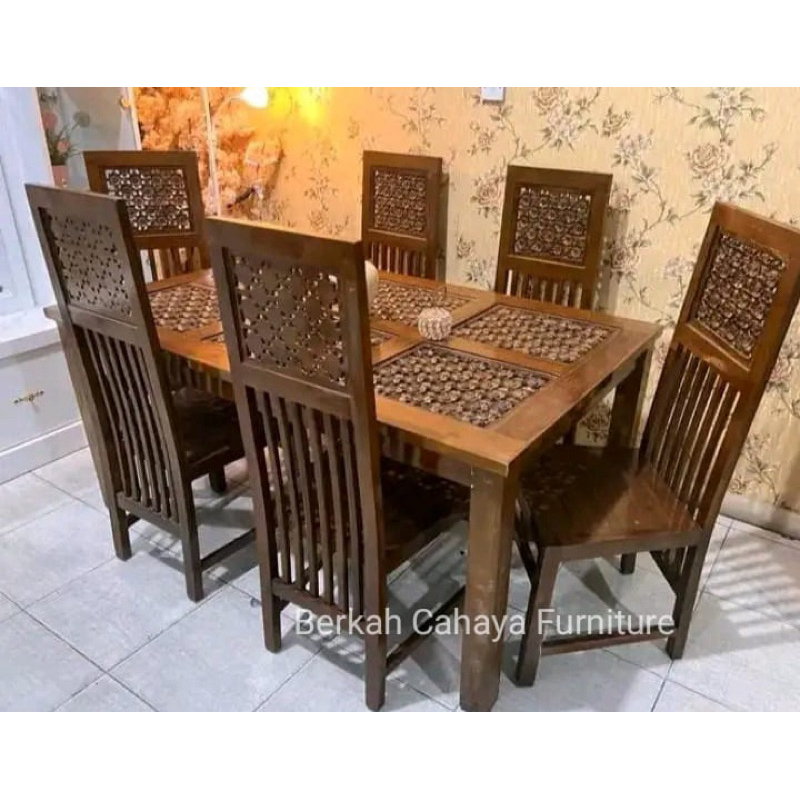 meja makan 6 kursi balero ukir jepara