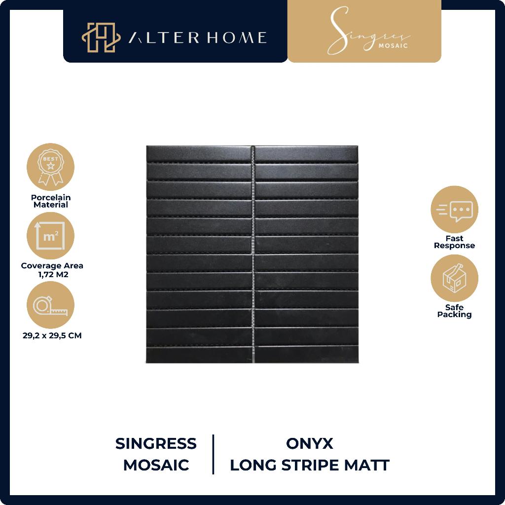 SINGRES MOSAIC TILES DEKORASI KERAMIK 2208M ONYX LONG STRIPE MATT