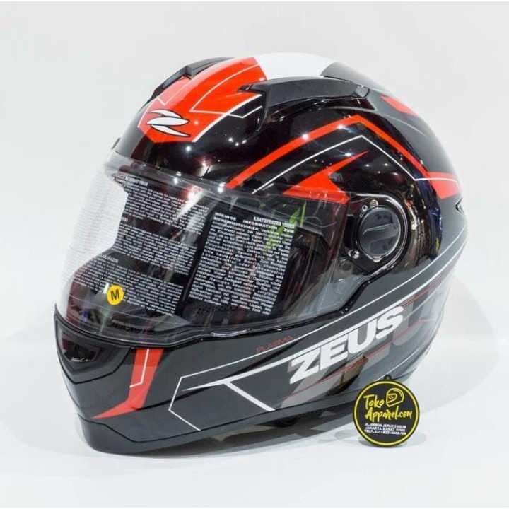 Helm Zeus ZS-811 Black AL5 Red Full Face Free Dark Visor