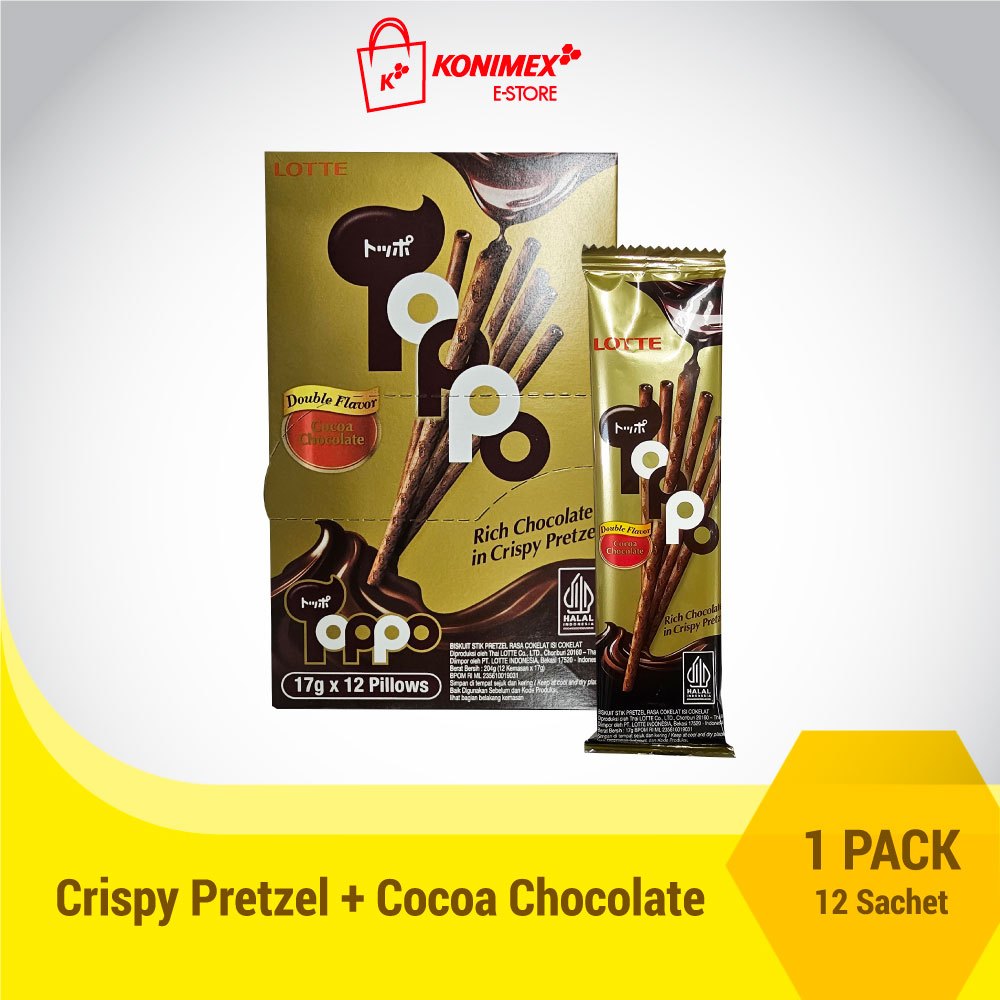 

TOPPO Cocoa Chocolate Pretzel Stick 1 Pack 12 Sachet