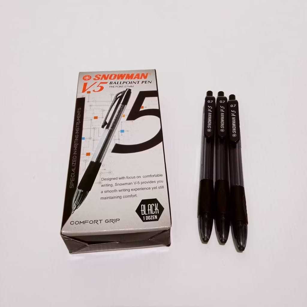 

1pc pulpen snowman V5 Hitam dan biru/ballpoint snowman V5 cetek asli