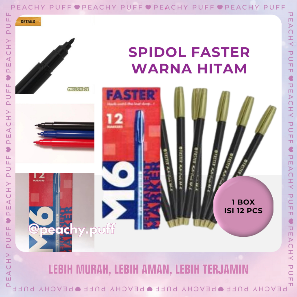 

Spidol Faster Per BOX Isi 12 Pcs Warna Hitam, Spidol Tulis dan Marker Berkualitas | Spidol Kecil Faster Hitam 1 Box 12 PCS