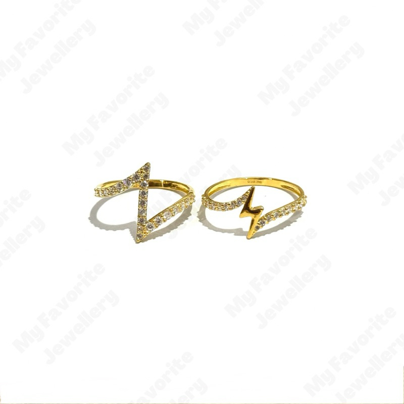 Cincin Petir Uk15 dan Uk16.5 Emas Asli Kadar 700 16K