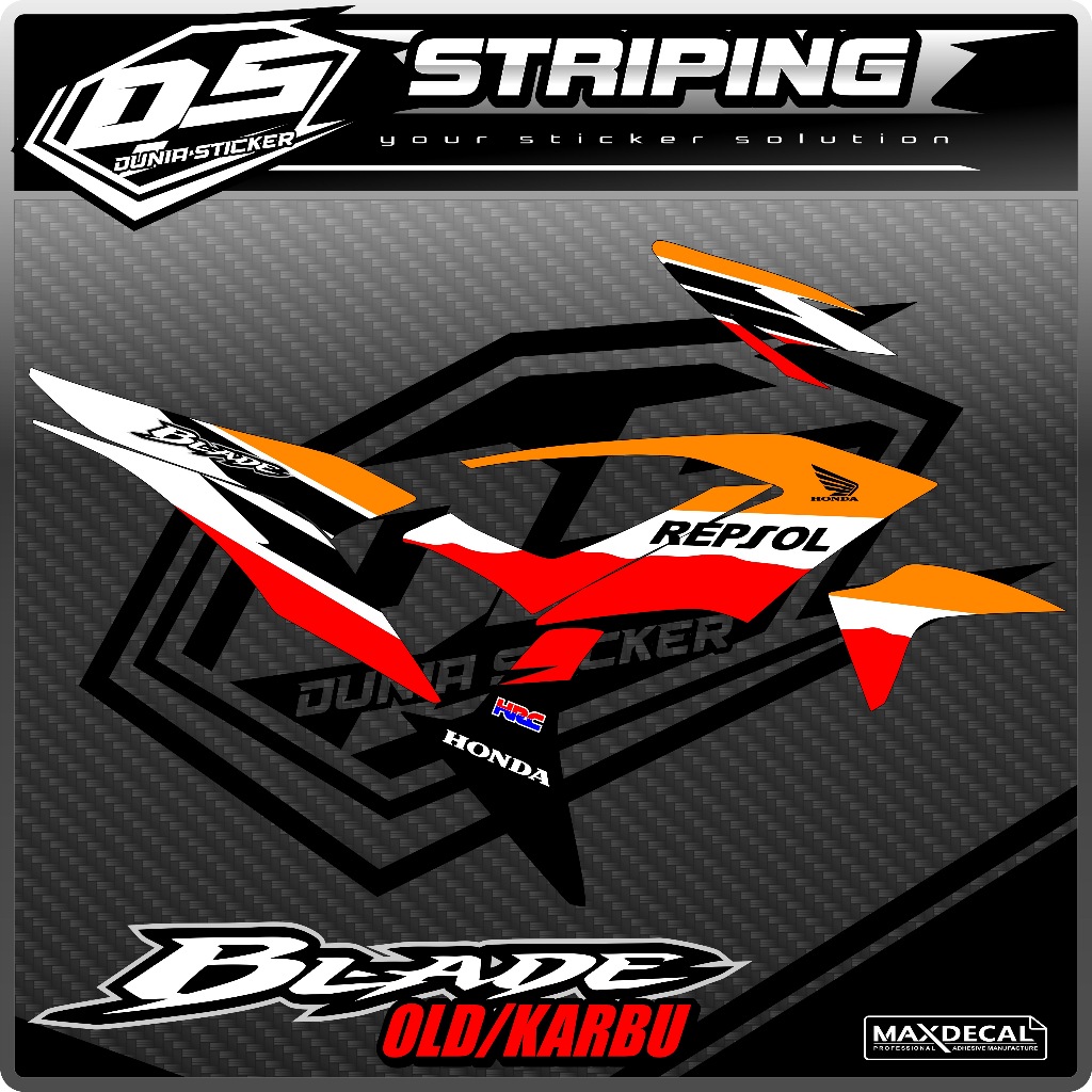 01 STICKER STRIPING MOTOR HONDA BLADE 110 KARBU VARIASI REPSOL