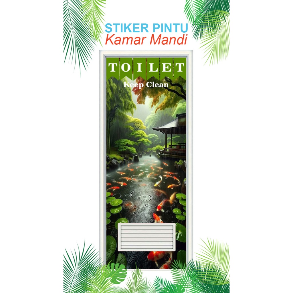 Stiker Pintu Kamar Mandi Motif/ Ikan / Fish