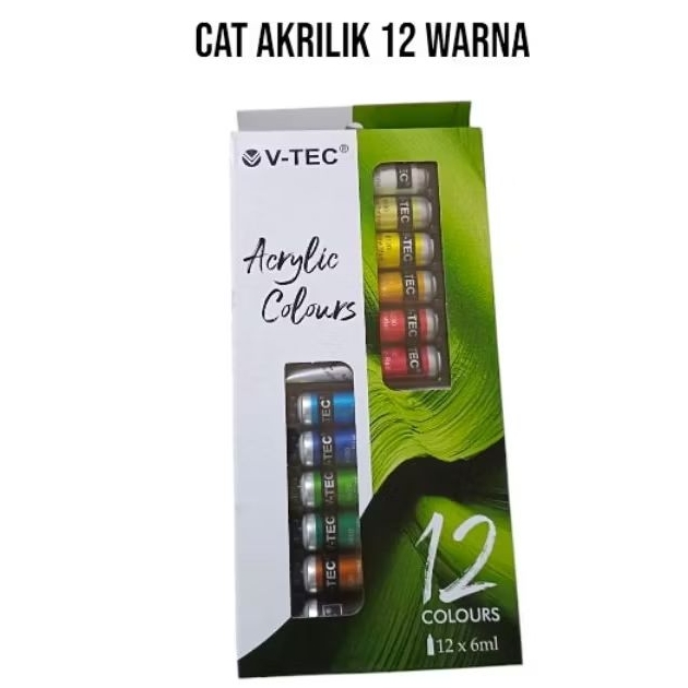 

cat lukis acrylic 6 ml / cat akrilik V-tec 12 warna