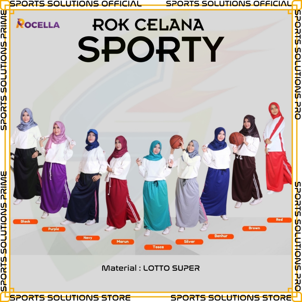 ROCELLA ROK CELANA SPORTY, CELANA PANJANG, CELANA POLOS, ROK PANJANG,ROK CELANA OLAHRAGA MUSLIMAH , 