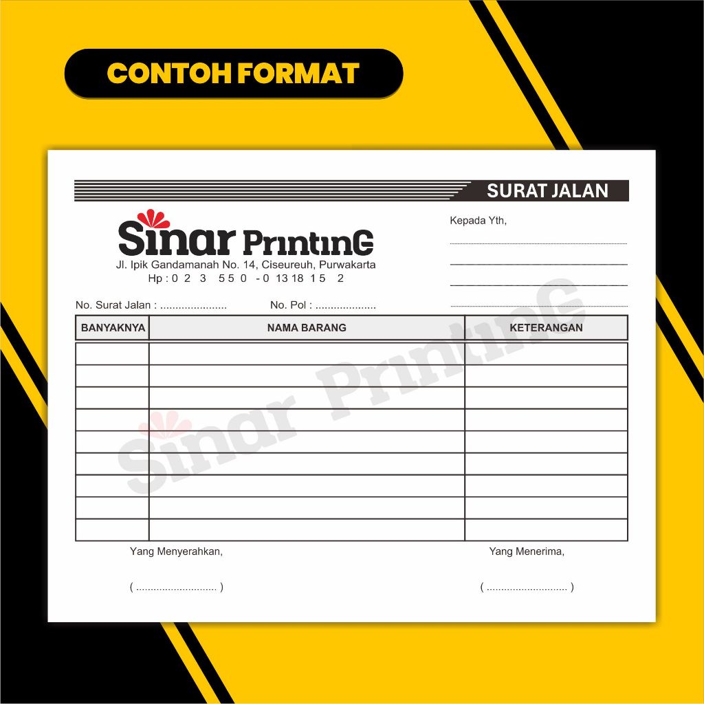 

HJK Surat Jalan Custom 1 Ply 2 Ply 3 Ply Satuan 1/2 Folio Isi 100 Dan 150