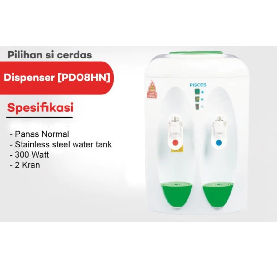 [COD] Pisces Dispenser Meja Hot and Normal PD08HN - Garansi Resmi - SNI