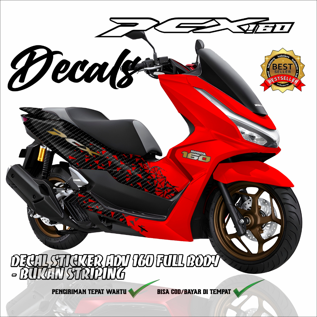 DECAL PCX 2025 FULL BODY MOTIF GRAFIS CARBON SIMPLE / PCX 160 / HONDA PCX TERBARU / JIAJSTORE