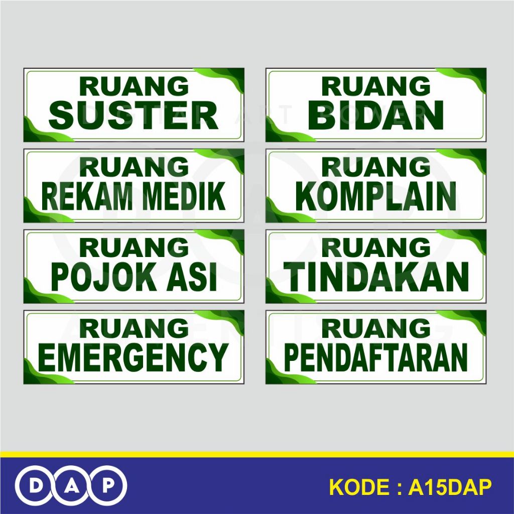 

A15 - Acrylic Sign, Stiker Akrilik Nama Ruangan di Rumah Sakit dan Puskesmas, Termurah, Bisa Custom
