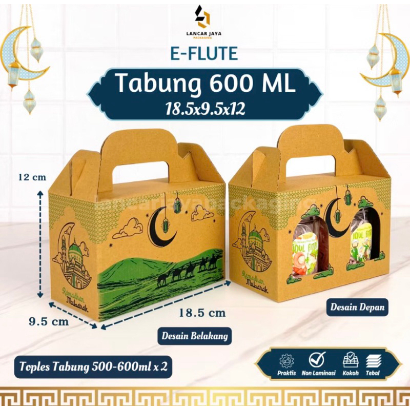 

box hampres lebaran jinjing tabung 500 600ml