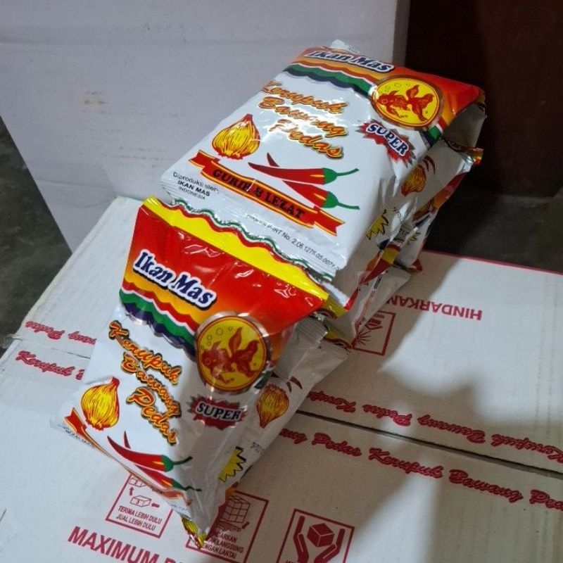 

ikan mas kerupuk bawang pedas 20gr/bks
