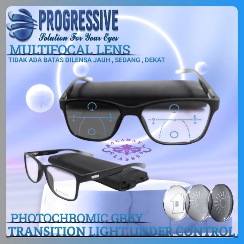 Kacamata Baca Progresif Sporty Pria/Wanita Kacamata Plus Baca dan Jalan Frame Kacamata Progressive P