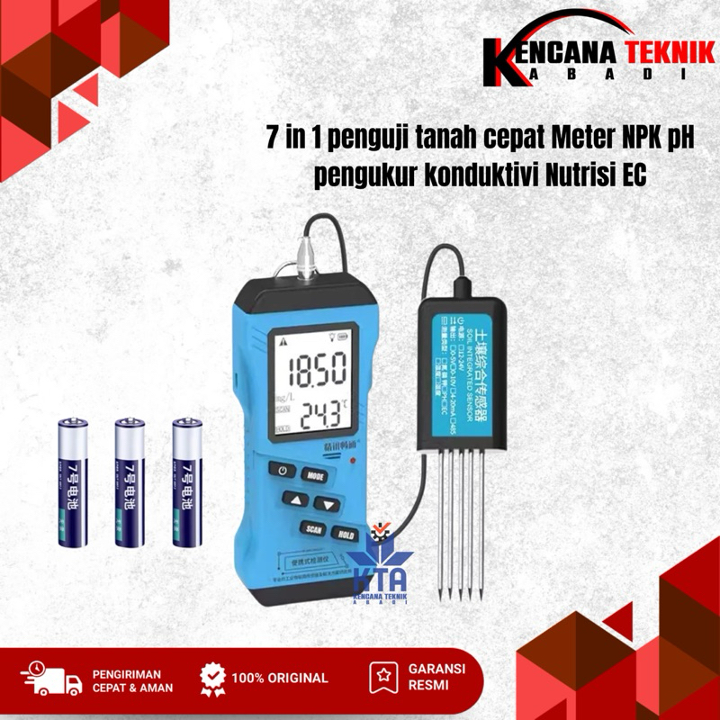 7 in 1 penguji tanah cepat Meter NPK pH pengukur konduktivi Nutrisi EC