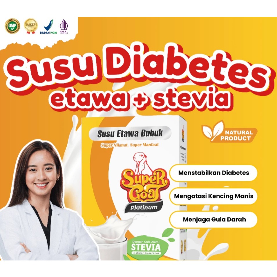 

Supergoat Susu Kambing Etawa Bubuk Platinum Stevia Isi 1 Box Solusi Diabetes-Original Supergoat